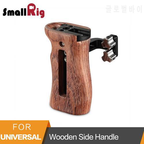 SmallRig Wooden Side Handle For Universal Camera Cage Featuring Two 1/4