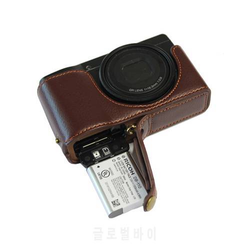 Genuine Leather half case Camera bag cover For Ricoh GR3 GRIII RICHO portable shell With Battery Opening