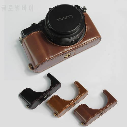 Portable PU Leather case Camera Bag cover Half Body set For Panasonic DMC-LX100II LX100M2 With Battery Bottom Opening