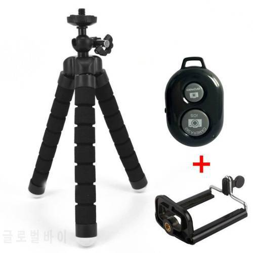 Mini Tripod for Phone with Clip Flexible Sponge Octopus Tripod With Bluetooth Remote Shutter Pocket Tripod for Mobile iPhone Etc