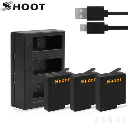 SHOOT 1220mAh AHDBT-501Battery and Three Port Battery Charger for GoPro Hero 5 6 7 Black Go Pro Hero 7 Action Camera Accessory