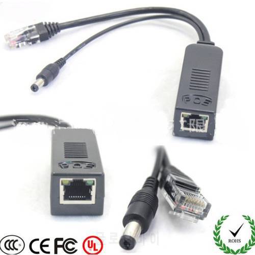 DHL free.30pcs .1000mbps POE splitter. 1000M Gigabyte Ethernet IEEE802.3af PoE Splitter , DC 5.5*2.1MM.12V-15V-24V-48V