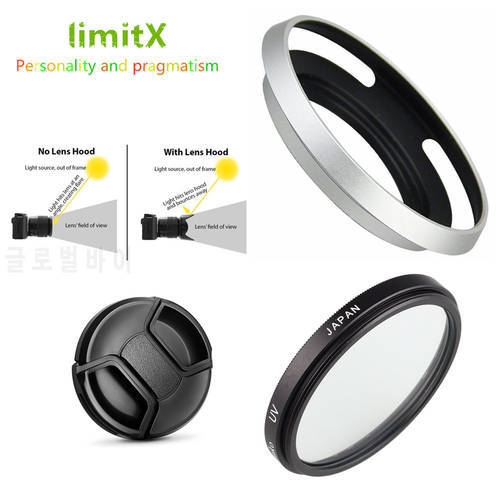 UV Filter Metal Lens Hood Cap for Fujifilm X-E4 X-S10 X-T200 X-T100 X-T30 II X-A7 X-A5 XA20 XA7 XT30 XT200 XT30II 15-45mm lens