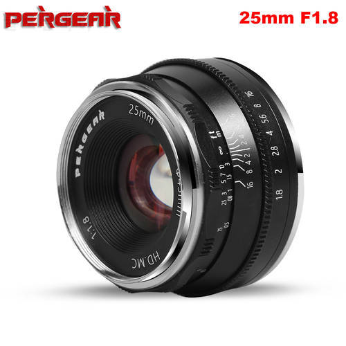 Pergear 25mm F1.8 Prime Lens to All Single Series for E Mount / for M4/3 for Fuji Cameras A6500 A7 A7II A7RII X-A2 G3 G2 X-T30