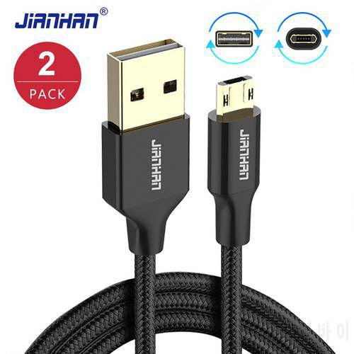 2 Packs Reversible Micro USB Cable Fast Charger Data Nylon Braided Cable micro usb for Xiaomi Samsung Android phones