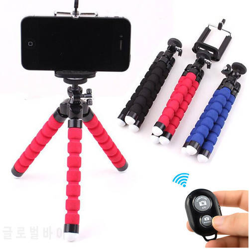 Mini Flexible Octopus Sponge Tripod with Holder for Xiaomi Huawei Samsung Iphone Mobile Phones Tripod with Remote for Phones