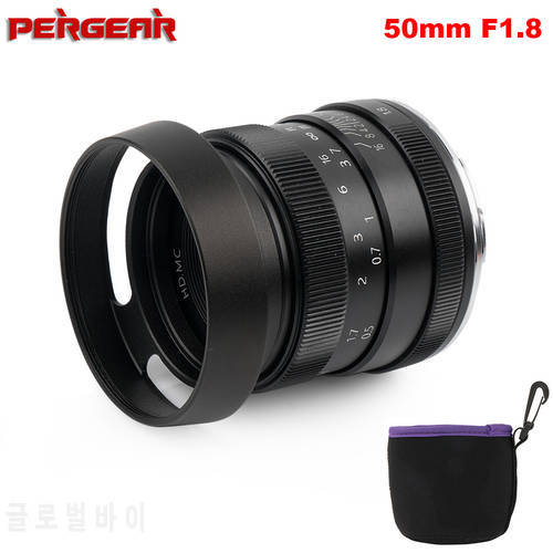 Pergear 50mm F1.8 Large Aperture Manual Focus Prime Fixed Lens for Sony E-Mount for Fuji or M4/3 Cameras A6500 A7RII X-A2 X-T30