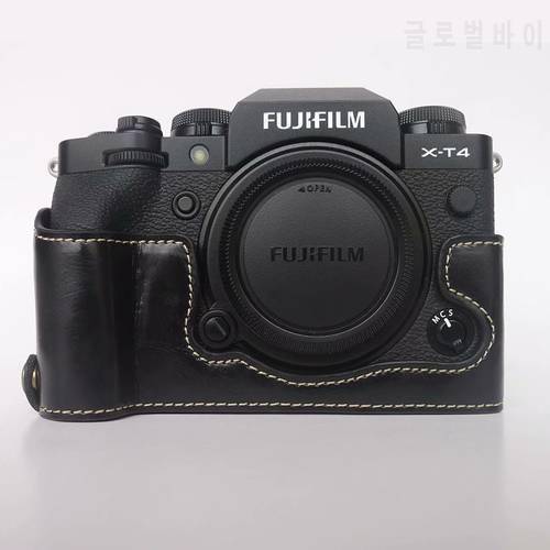 portable PU Leather cover Camera Bag Bottom Case for Fuji fujifilm X-T4 XT4 Half Body shell with Battery Opening