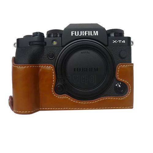 PU leather case Camera Bag Cover For Fujifilm X-T4 XT4 X T4 bottom case shell With bottom Battery Opening