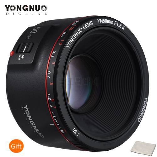 YONGNUO YN50mm F1.8 II Standard Prime Lens Large Aperture Auto Focus 0.35 Closest Focal Length for Canon EOS 5DII 5DIII 5DS 5DSR
