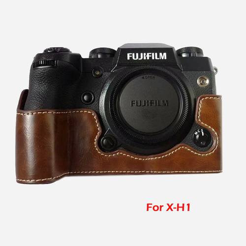PU leather case For FUJI XH1 XT4 X-H1 X T4 camera bag Half Body bottom cover protective shell With Battery Opening