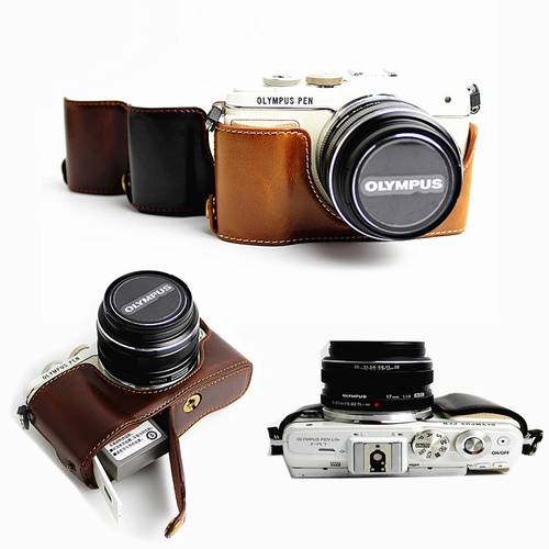 PU Leather case Cover camera bag For Olympus PEN E-PL7 E-PL8 E-PL9 E-PL10 Half Body shell With Battery Opening high quality
