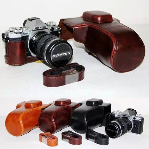 PU Leather case Camera Bag Cover for olympus E-M5 II E-M5 Mark ii em5 II With Strap