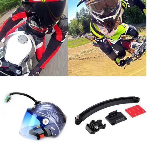 For Gopro Accessories Mount Motorcycle Cycling Helmet Extension Arm+Buckle+3M Sticker For Gopro Hero 8 7 6 SJ4000 SJ6000 Camera