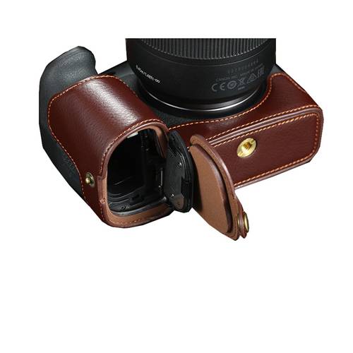 Real Genuine Leather half case Camera bag Cover half Body For Canon EOS R With Battery Opening