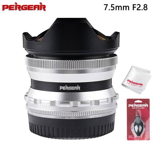 Pergear 7.5mm F2.8 Fisheye Lens Manual Focus Fixed Lens for Sony E-mount Fuji X-Mount Olympus Panasonic M4/3 Mirrorles Camera