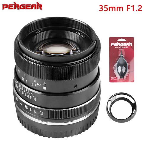 Pergear 35mm F1.2 Large Aperture Manual Focus Fixed Lens for Sony E-Mount Fuji X M4/3 Nikon Z Mount APS-C Mirrorless Camera Z50