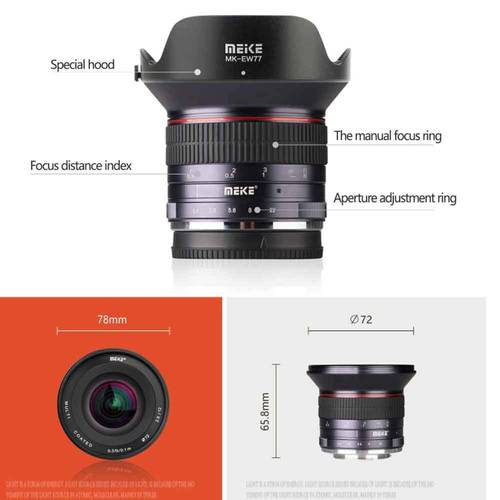 Meike 12mm F2.8 Wide Angle Lens APS-C Manual Focus Lens for Nikon FUJI Sony Canon M43
