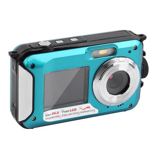 Dual Screen Underwater Digital Camera Selfie Video Recorder Waterproof Anti-Shake 1080P FHD 2.4MP Support TF Card 32GB 16X Zoom
