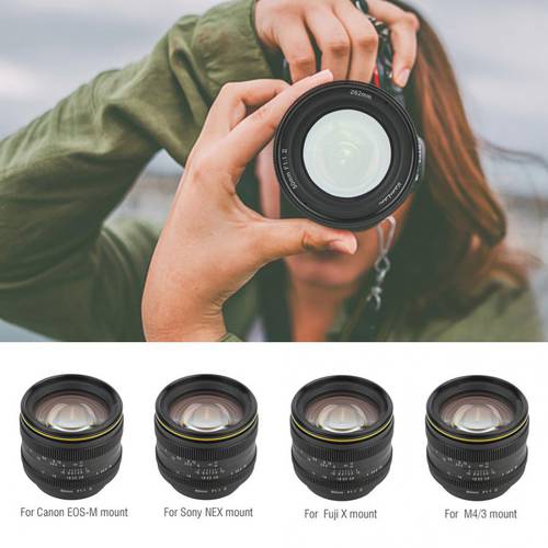 Kamlan 50mm f1.1 II APS-C Large Aperture Manual Focus Lens for CanonM Sony E Fuji X M43 Mirrorless Cameras Lente para celular