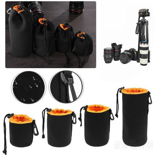 Waterproof Soft Neoprene Camera Lens Pouch Bag Drawstring Protector Case With a loop for camera lens SLR camera lenses