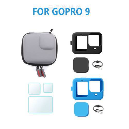 Tempered Glass Screen Film Silicone Cover Storage Bag For Gopro Hero 10 9 black Screen Protector Film Action Camera Accessories