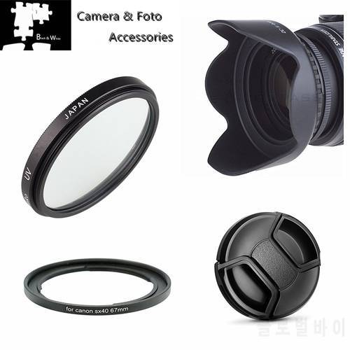 67mm UV Filter & Lens hood Cap , Adapter ring for Canon Powershot SX50 SX40 SX530 SX540 HS Digital Camera