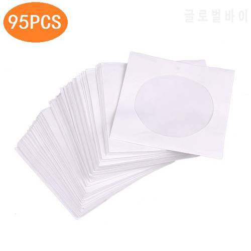 95Pcs Mini Protective White Paper CD DVD Disc Storage Bag Case Envelopes Flap Mini 8.5*8.5cm Protective White PaperDropshipping