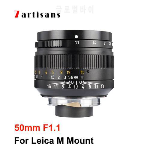 7artisans 7 Artisans 50mm F1.1 Full Frame Lens Large Aperture for Leica M Mount Camera M240 M3 M5 M6 M7 M8 M9 M9p M10
