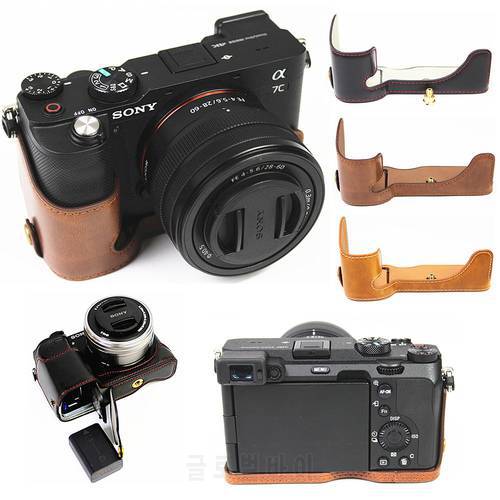 Retro Pu Leather Camera Bag Body Case For Sony Alpha 7C A7C ZV-E10 ZVE10 A6600 A6500 A6400 A6300 A6100 A6000 A5100 A5000 Cameras