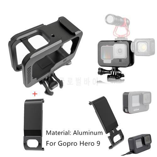 Aluminum Accessories Mount Housing Protective Frame Case With Battery Side Door Cover for GoPro Hero 10 9 Black Camera