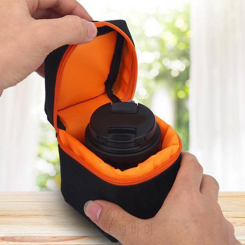 Portable Thick Padded Camera Lens Bag Shockproof Soft Camera Lens Protective Pouch Bag Case for SLR Camera Lens