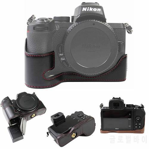 Pu Leather Camera Bag Half Body Case Base For Nikon Z fc Zfc Z50 Z5 Z6 Z7 II Z6II Z7II P1000 P900 Digital Cameras