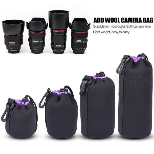 Shockproof Soft Camera Drawstring Lens Pouch Waterproof Neoprene Bag Thick Protective for Outdoor Sightseeing Accessories