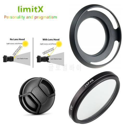 40.5mm UV Filter + Metal Lens Hood Cap for Sony ZV-E10 ZVE10 A6600 A6500 A6400 A6300 A6100 A6000 A5100 A5000 with 16-50mm lens