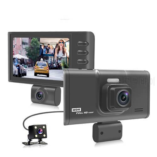 ELRVIKEC 2021 Three Channel High Definition Night Vision Three Channel Reversing Video All In One Vehicle Dash Camera DVR