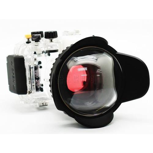 40M/130FT Underwater Camera Housing for Canon Powershot G16 Waterproof Case + Fisheye Wide Angle 67mm Lens + Red Filter