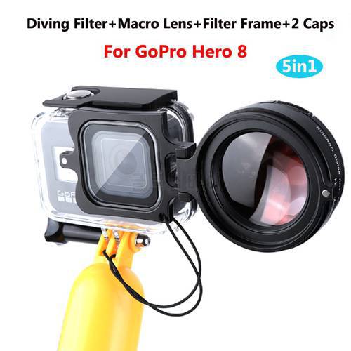 58mm 16x HD Macro Lens Red/Purple Diving Filter Adapter Ring Lens Cap for GoPro Hero 11 10 9 8 Original Waterproof Housing Case