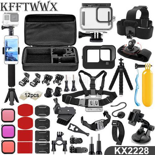 KFFTWWX for Gopro Hero 11 10 9 Black Accessories Kit Waterproof Housing Case Monopod Tripod Screen Protector Set for Go Pro 11 9