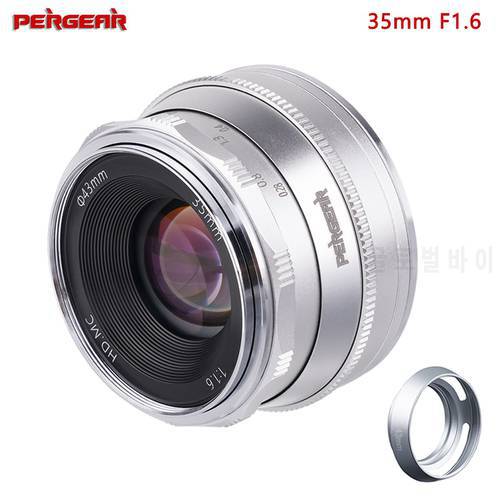 Pergear 35mm F1.6 Manual Focus Prime Fixed Lens for Sony E-mount M4/3 Fujifilm XF-Mount Cameras X-A2 X-A3 X-T3 X-T30 A6600 A6500