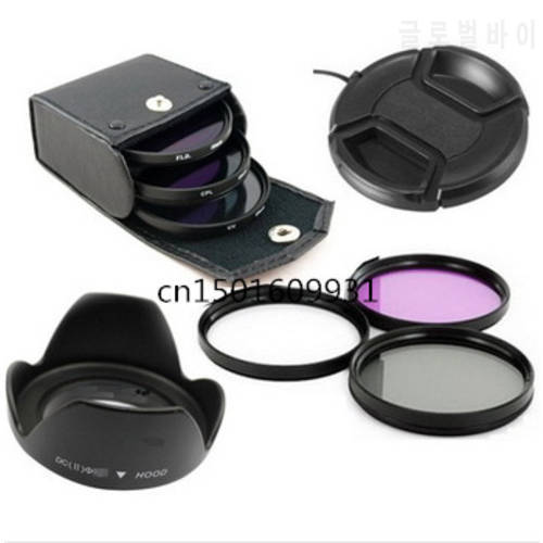 72mm UV+CPL+FLD Lens Filter+72mm Lens Cap Cover +72mm Flower len hood +Filter Case bag for canon nikon pentax sony camera