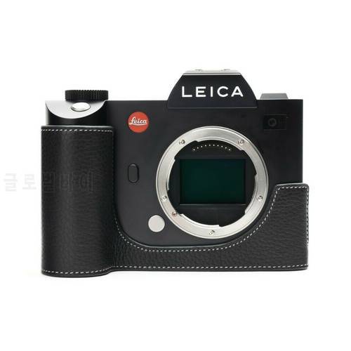 Handmade Genuine Real Leather Half Camera Case Bag Cover for Leica SL Typ601 Open Battery
