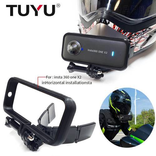 TUYU Motorcycle Helmet Front Chin Holder Folding Bracket for insta 360 one X2 Gopro Sports Camera Cell phone Accessories