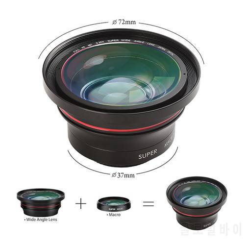 Wide Angle Lens with Micro Lens for Ordro 4K Video Camera Camcorder 37mm 0.39X YouTube Vlog Photography Accessory