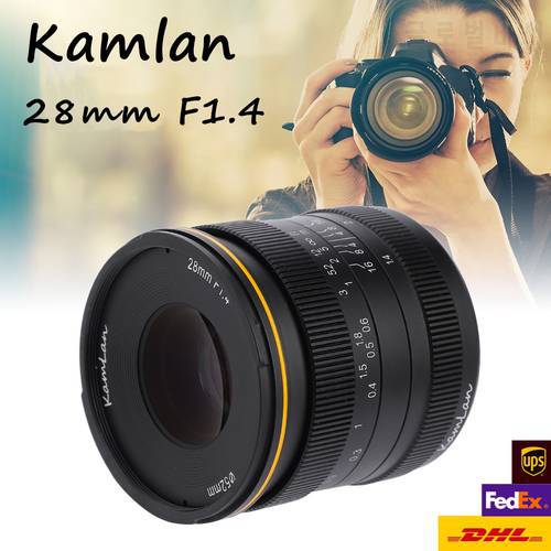 Kamlan 28mm f1.4 Wide Angle APS-C Large Aperture Manual Focus Lens for Mirrorless Cameras
