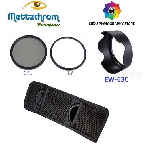 Mettzchrom For Canon 18-55mm STM lens UV CPL FILTER LENS HOOD 3IN1 3 in 1 Set 58mm uv 58mm cpl ew-63c lens hood