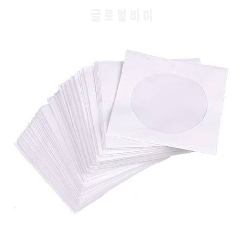 Mini 95pcs Protective White Paper CD DVD Disc Storage Bag Envelopes Flap Dustproof Anti Scratch CD DVD Protect Bag 8.5cm x 8.5cm
