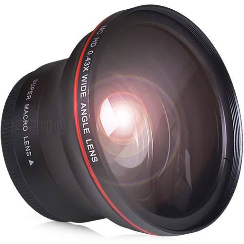 58MM 0.43x HD Wide Angle Lens with Ditachable Micro Lens for Canon EOS Rebel 77D T7i T6s T6i T6 T5i T5 T4i T3i SL2