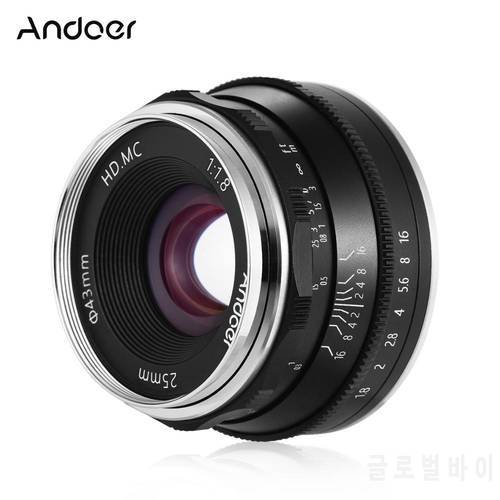 Andoer 25mm F1.8 Manual Focus Lens Large Aperture Mirrorless Camera Len E-Mount Len for Sony APS-C Frame ILDC Camera A6500 A77II