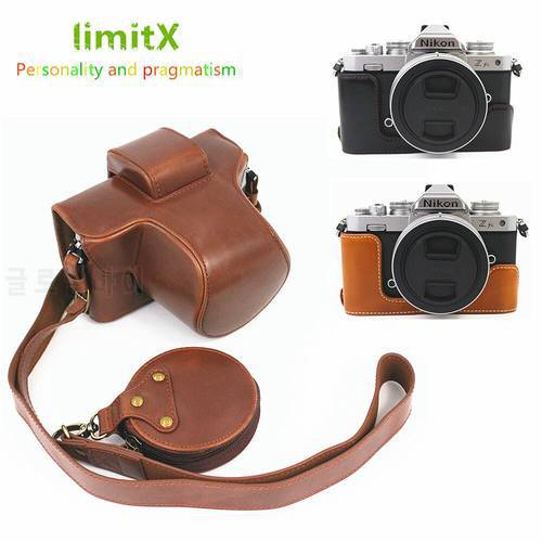 PU Leather Camera Bag Half Body Case for Nikon Z fc Zfc Camera with 16-50mm or 28mm lens